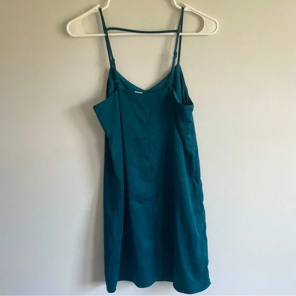 Divided by H&M Teal Blue Silky Strappy Sleeve Mini Slip Cocktail Dress - Picture 4 of 8